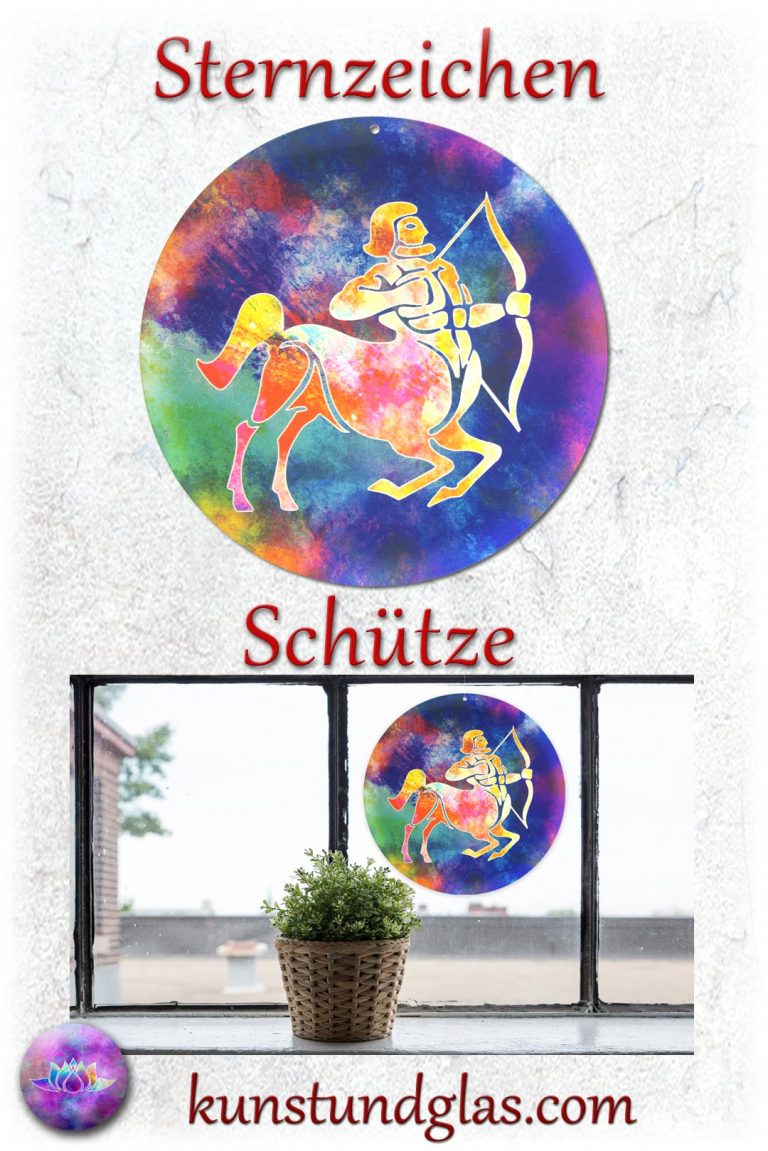 #Fensterbild ✯ #Schütze Nr. 11. Sonnen #Lichtfänger #Fenster #Glas #Bild #Dekoration #Astrologie #Geschenk Tierkreiszeichen - Eigenschaften: tapfer, willensstark, #fleißig, risikofreudig, missmutig, ungeduldig, gewaltbereit Material: künstlerisch gestaltetes Acrylglas mit Loch zum aufhängen. Wunderschöner künstlerisch gestalteter #Sonnenfänger mit leuchtenden Farben. Farbenprächtige #Fensterdekoration auch für den Außenbereich wie Balkon, Terrasse oder Garten sehr gut geeignet.